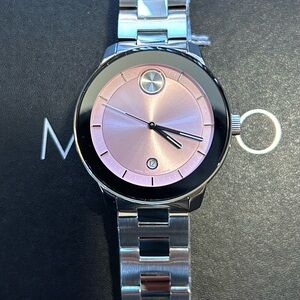 Silver Movado Bracelet Watch Pink Face Movado Women main image 2